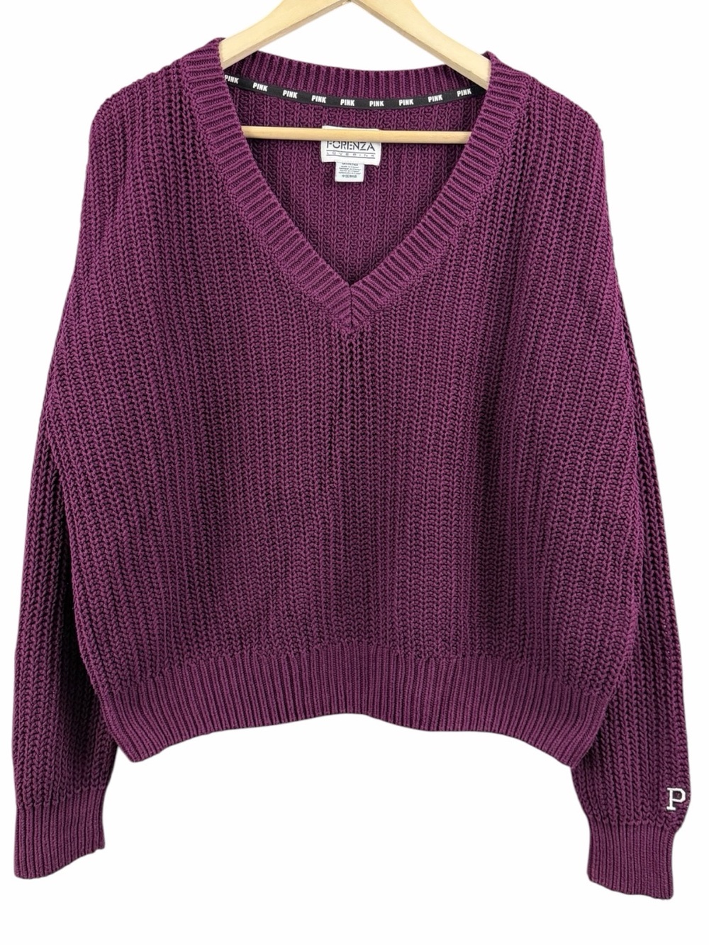 Forenza x Victoria Secret Pink Chunky Knit Oversized Cotton Sweater Size Medium
